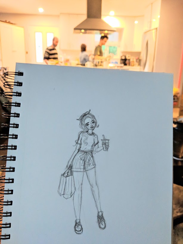 bubble tea girl sketch