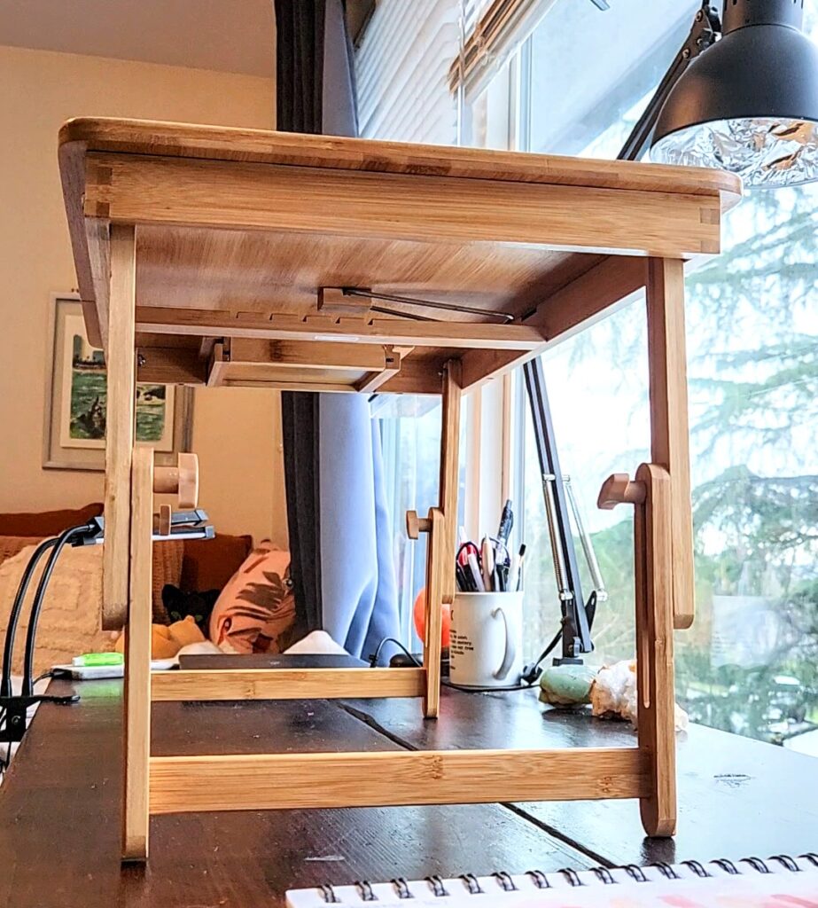 laptop tray as standing desk